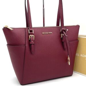 Michael Kors Large Charlotte Tote Bag Dark Cherry